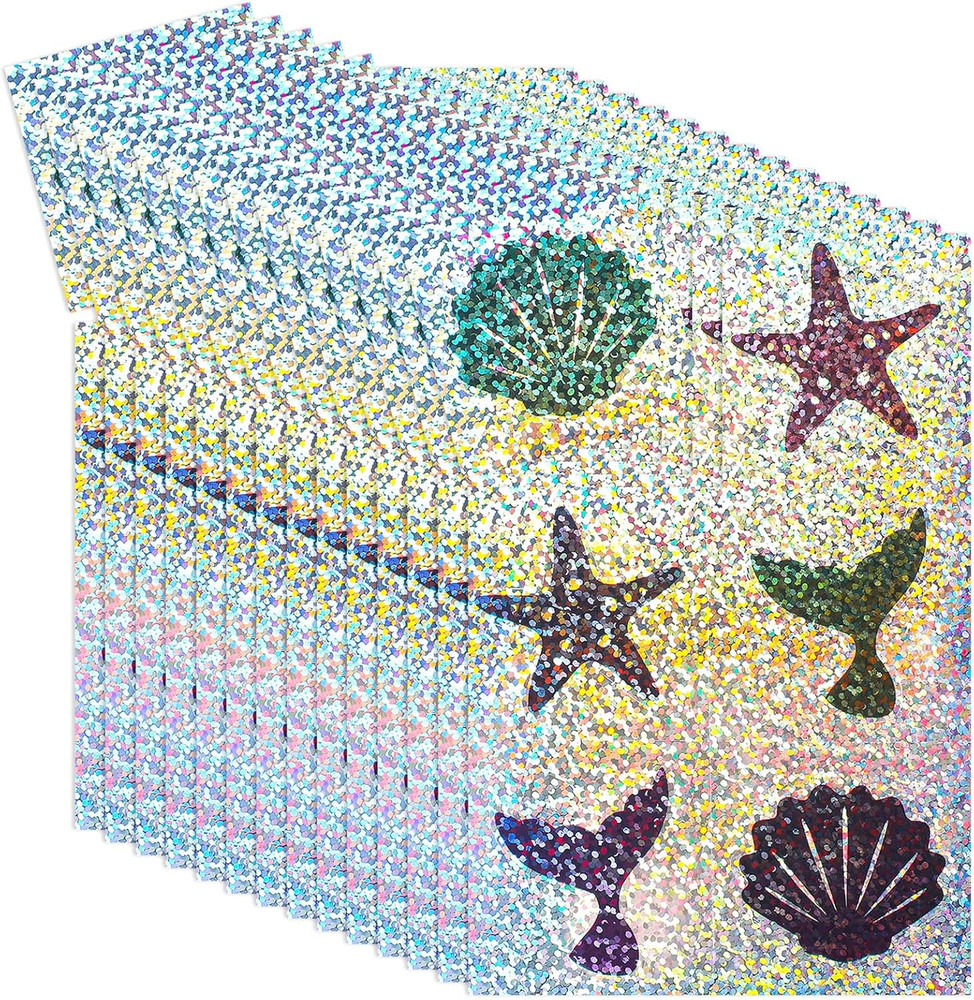 360 Pcs Sparkle Mermaid Stickers Holographic under the Sea Theme Ocean Glitter