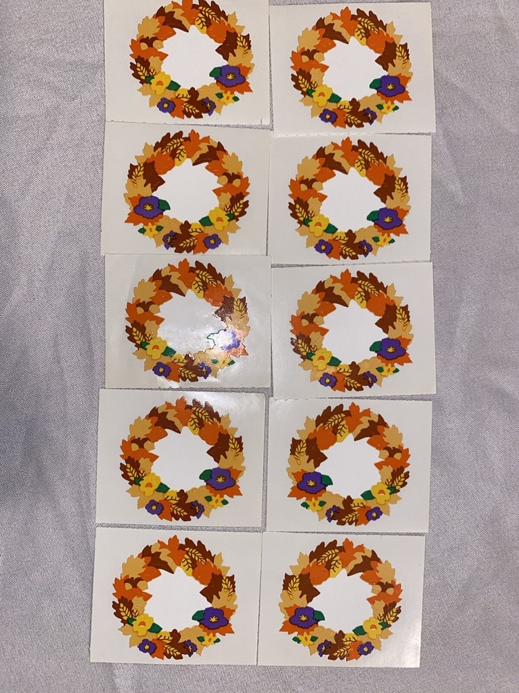 Mrs. Grossman’s Sticker Lot Fall Autumn Wreath Vintage 1995 10 Mods Sheet