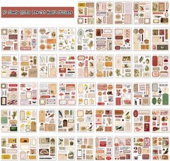 532PCS Vintage Stickers for Scrapbooking, 50 Sheets Precut Washi Stickers Book f
