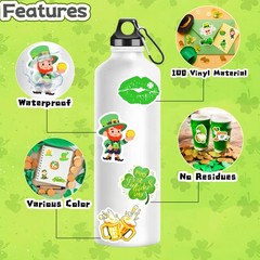 300 Pcs St. Patrick’s Day Shamrock Stickers, Vinyl Waterproof Irish Stickers …