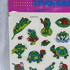 Vintage Hallmark Stickers Frogs Turtles Ladybugs New 4 Sheets 1990