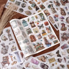 Vintage Scrapbook Stickers 480 Pre-Cut Washi 24 Pages – Perfect for Journaling