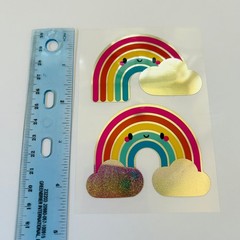Vintage Y2K Retro Die Cut Prism Glitter Foil Decal RAINBOW Face theme 6pk