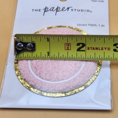 The Paper Studio Pink Heart Smiley Face Chenille Sticker Patch 1 pc NWT