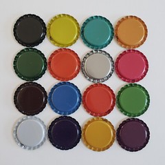 100 FLATTENED Colored Beer Bottle Caps Craft Crown Flat Colors Red Blue Pink