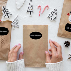 350 PCS Fancy Shape Stickers, 2″ x 1.2″ Black Label Stickers for Presents, Jars,