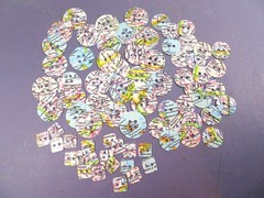 75 Cardboard BUTTONS from Vintage USA Map Art Paper Crafts Cards Junk Journals