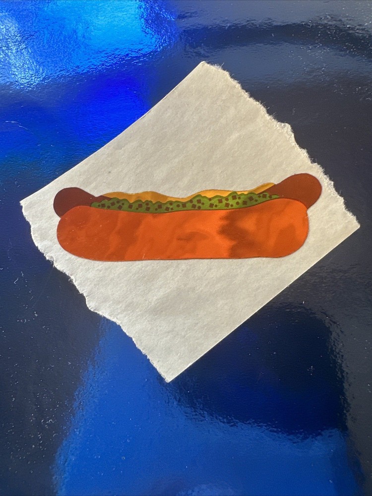 Vintage Sticker Hambly Hot Dog Foil Mylar Sticker Mod VTG 80s