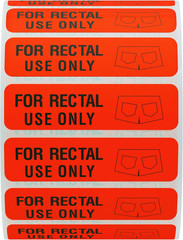 for Rectal Use Only Stickers 1.5″ x 0.375″ Fluorescent Red Stickers with Permane