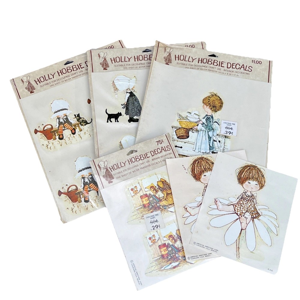 Vintage 1970s Holly Hobby Decals LOT of 4 New Sealed American Greetings