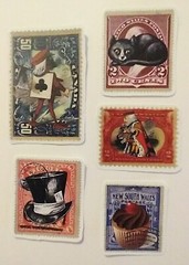 Alice in Wonderland. 9 Vintage Look Wonderland Post Stamps *Stickers (E)