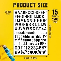 15 Sheet Small Letter Stickers – 1/2 Inch Black Vinyl Self Adhesive Alphabet …