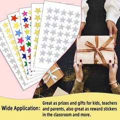 3000 Count Foil Star Stickers for Kids Reward 60 Sheets Small Self-Adhesive Shin