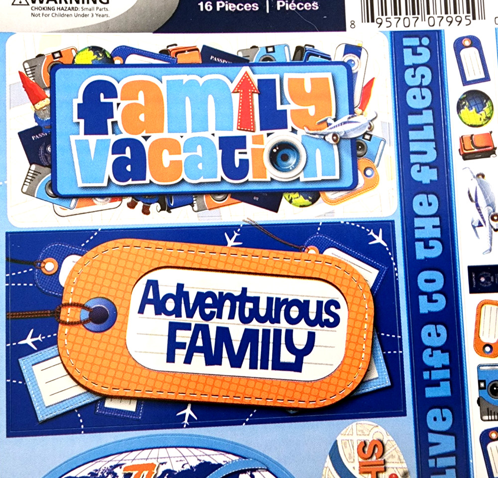 Reminisce Family Vacation Travelers Cardstock Stickers 2012 Rare Scrapbook 12”