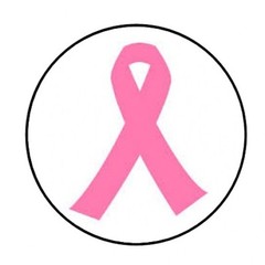 48 pink breast cancer ribbon ENVELOPE SEALS LABELS STICKERS 1.2″ ROUND
