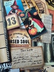 #731 -125+pcs WITCH W/ BROOM PEN SCRAP JUNK JOURNAL KIT REAL EPHEMERA – JOURNAL