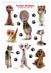 4 Sheets TWISTED Whiskers Cats and Dogs Paw Prints Scrapbook Stickers!