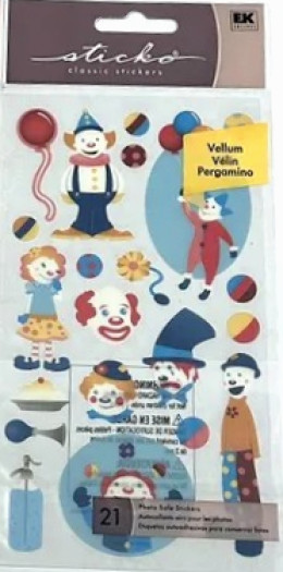 Clown Clowns Birthday Party Circus Carnival Fair Balloons Juggle Sticko Stickers
