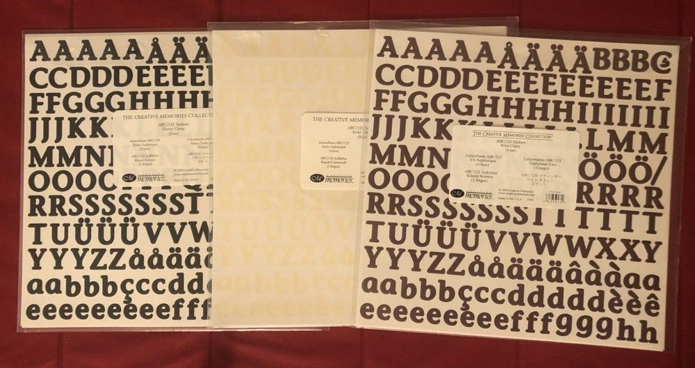 Creative Memories LARGE ABC/123 Stickers IVORY or WINE