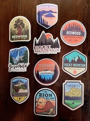 STICKERS x 10 National Parks Redwood Yosemite Zion Crater Rocky Mountain TR4