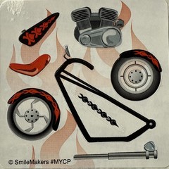 BUILD-A-MOTORCYCLE Stickers(7pc)Smile Maker•Bike Tires •Engine•Ride•Card Making•