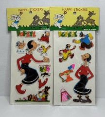 Vtg POPEYE’S OLIVE OIL Puffy Stickers Sealed (2) Packs (13) Happy Stickers NEW