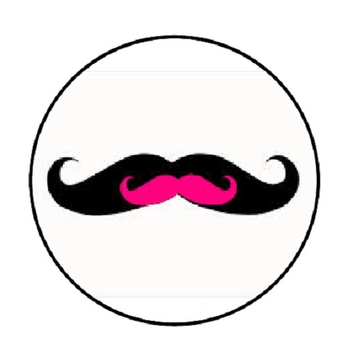 48 Pink Mustache! ENVELOPE SEALS LABELS STICKERS 1.2″ ROUND