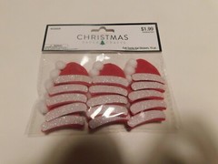 Christmas paper crafts Felt Santa Hat stickers 15pc