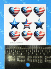 Patriotic Flag Hearts & Stars Mini Sticker Sheet
