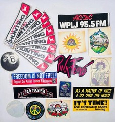 Lot of 20+ Vintage Stickers – Rock Bands, Military, Peace, Hunting, AC/DC…