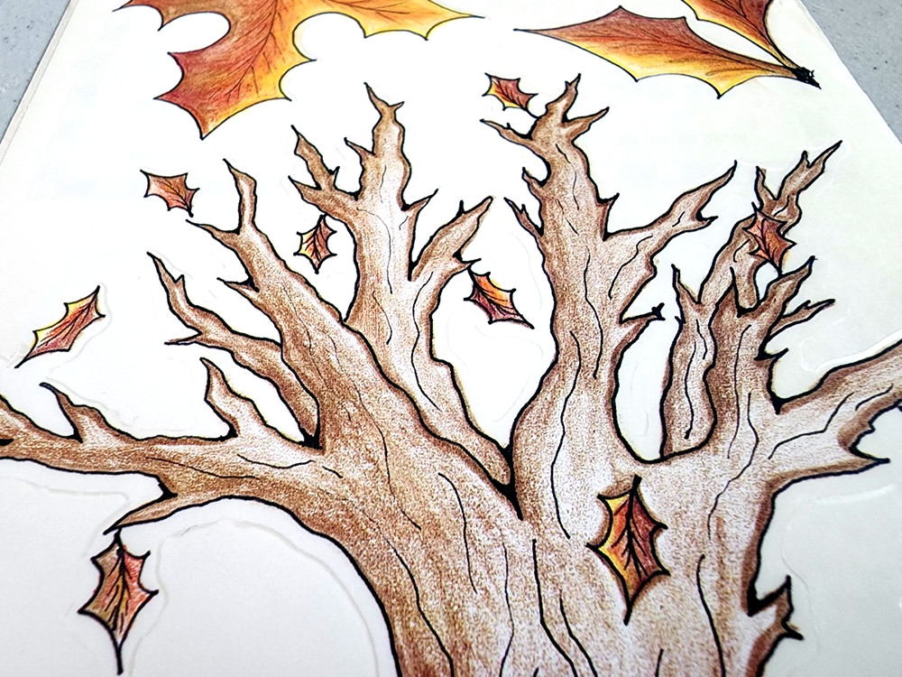 A.W. Cute Fall Leaves Clear Stickers 5.5×12 Scrapbooking Autumn Halloween Trees
