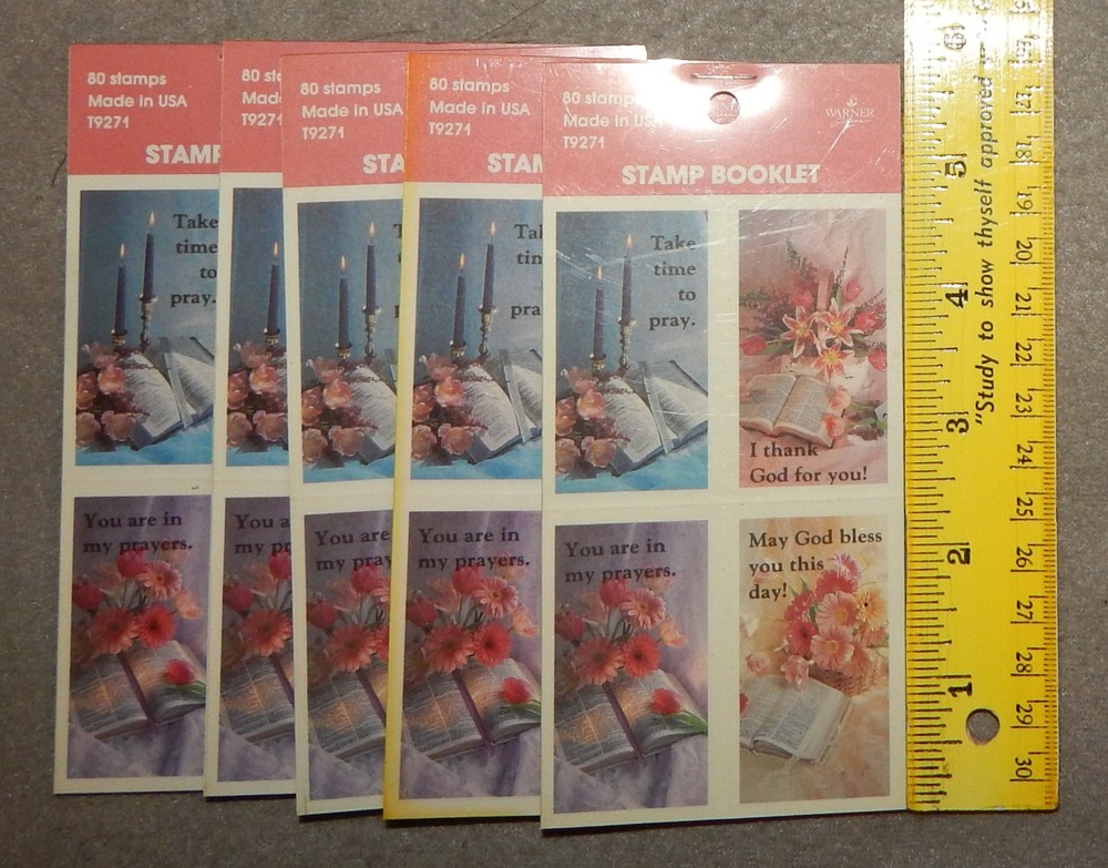 5 Packs Vintage Gummed Religious Stickers (1 3/8″ x 2 3/8″) 400 total, new