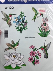 Decorcal Handpainted Bird Hummingbird Decals Lot 2 Vintage 1980s 90s Multi Color