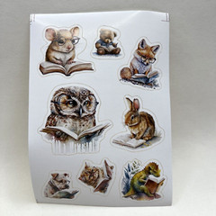 Book Reading Animal Stickers 3 Sheets Scrapbooking Junk Journal Collage Cards