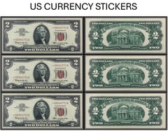 $2 Two Dollar 1963 Legal Tender Note (US CURRENCY STICKERS) (Lot Of 3)