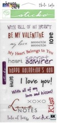 Sticko Phrase Cafe Happy Valentines Day Love Notes Kiss By Mine Heart Stickers