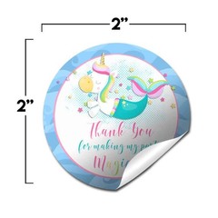 Magical Mermaid Unicorn Themed Thank You Sticker Labels for Girls, 40 2″ Part…