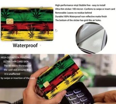 VIBRANT 420 Themed Rasta Pot Leaf Credit/Debit Card Skin/Sticker 4pk