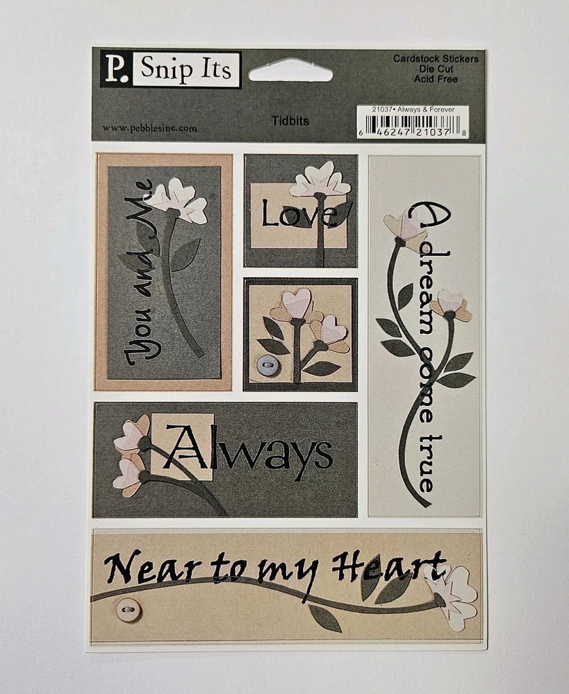 Pebbles Inc Always and Forever Cardstock Stickers Tidbits Words Quotes Titles