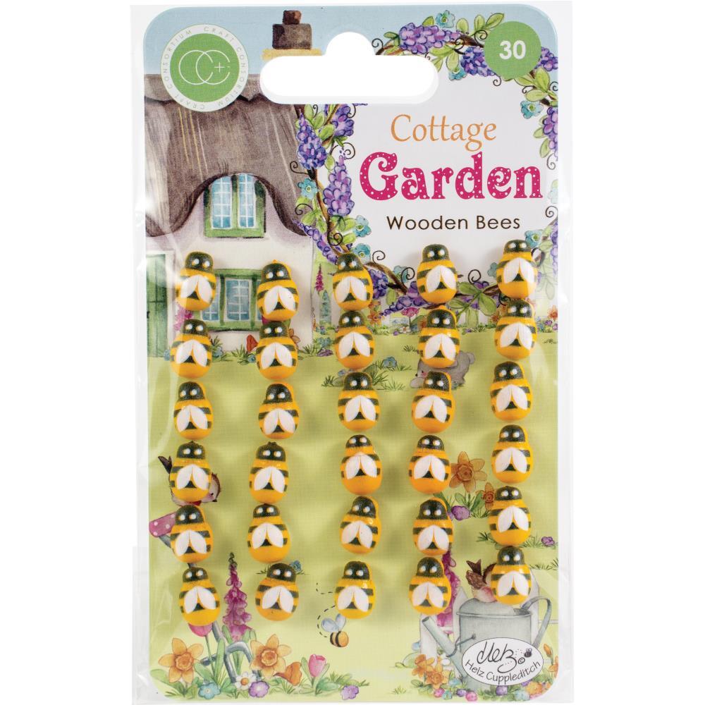 Crafts Craft Consortium Cottage Garden Wooden Bumble Bees Black Yellow Wings X30
