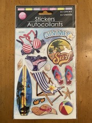 SUMMER SURF Dimensional Stickers 14 Pieces Surfboard Hat Lounge Chair Flip flops