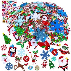 Winlyn 522 Pcs Bulk Assorted Christmas Stickers Christmas Crafts Foam Self-Adhes