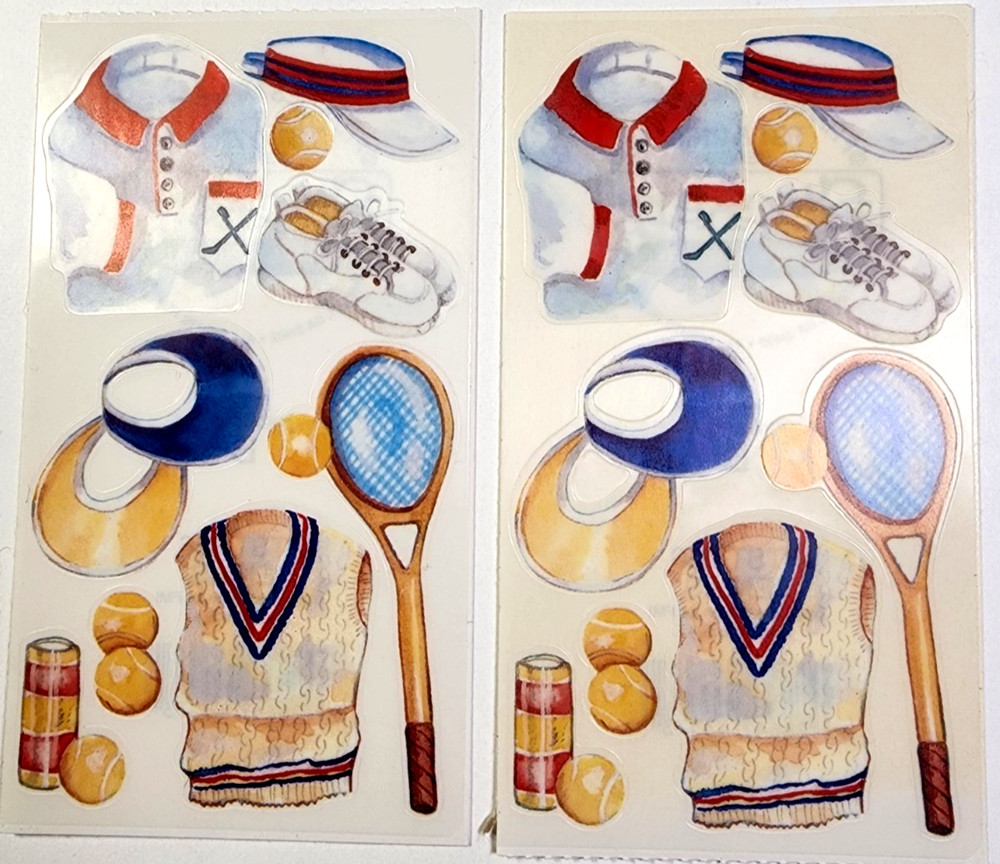Frances Meyer Tennis Stickers Lot of 2 Sheets Racket Ball Visor Sports Vintage
