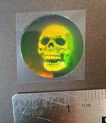 Vintage Stickers 3D Holographic Skull Halloween Sticker Polaroid VERY RARE HTF