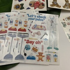 Vintage 90s Provo Craft Sticker Lot Baby Doctor Nurse Banners Bears Scrapbook