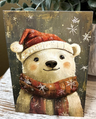 CHRISTMAS ANIMALS Set Of 2 Junk Journal Art Cards Scrapbook Card Topper Crafts