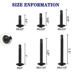 100PCS #8×1 Black Crosshead 410 Stainless Steel Self-Drilling Screws Modified…