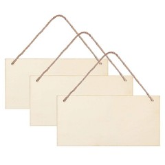 JANOU 3pcs Unfinished Wood Sign Blank Rectangle Hanging Wooden Plaque DIY Cra…