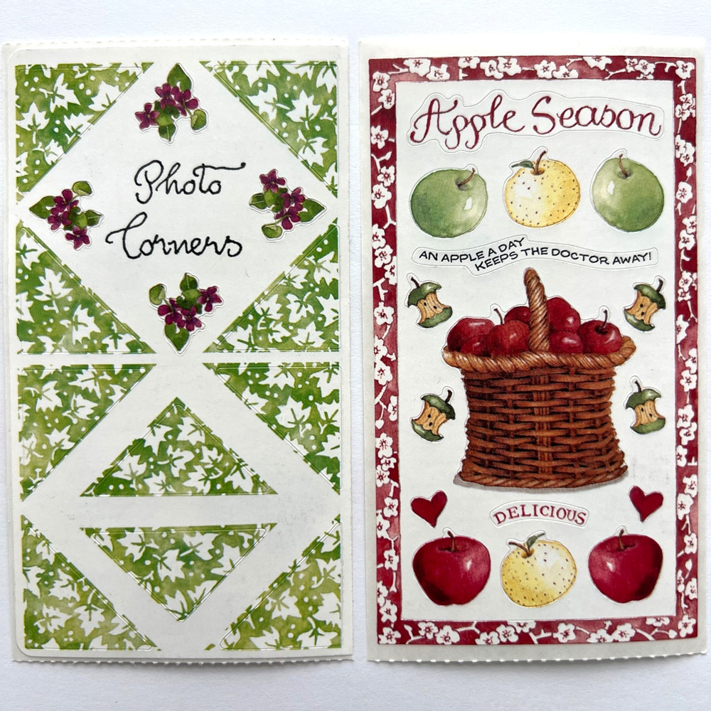 🍎Vintage 90s Susan Branch FALL STICKER SET Autumn Apple Picking Flower Ivy lot