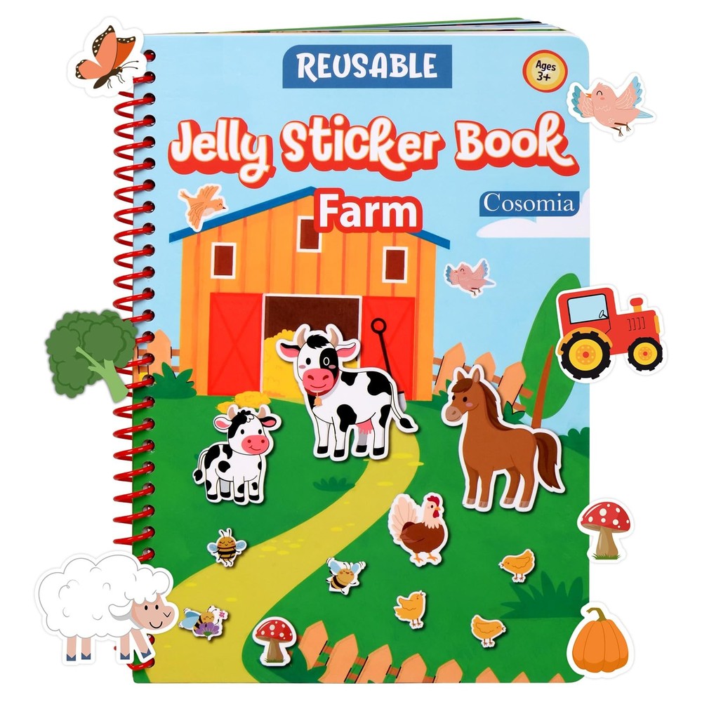 Jelly Sticker Book for Kids 2-4, Waterproof Reusable Sticker Book for Toddler…